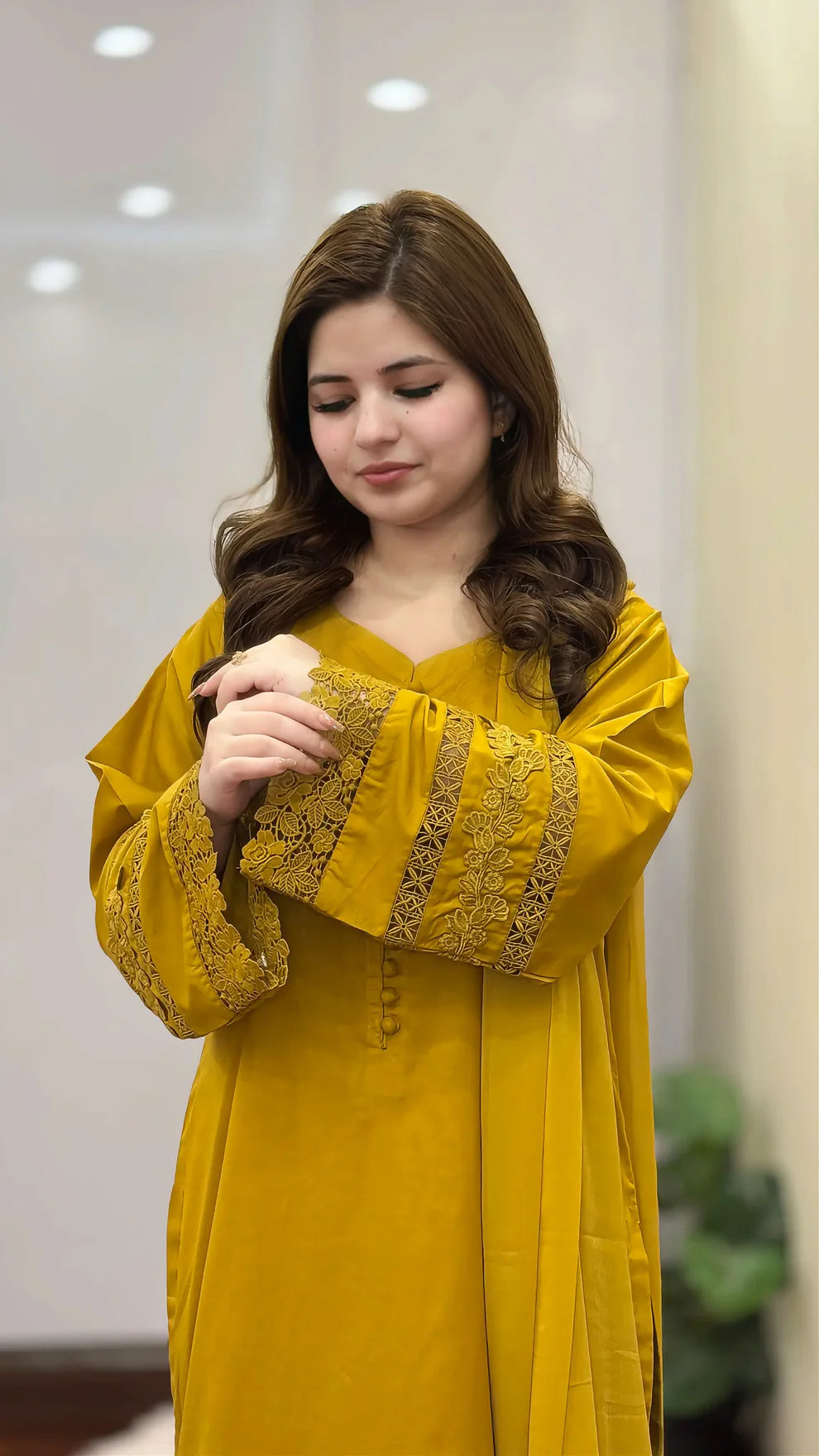 Luxury Mustard Yellow Embroidered 3-Piece Suit