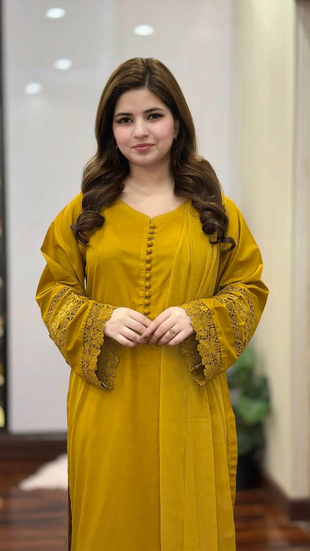 Luxury Mustard Yellow Embroidered 3-Piece Suit
