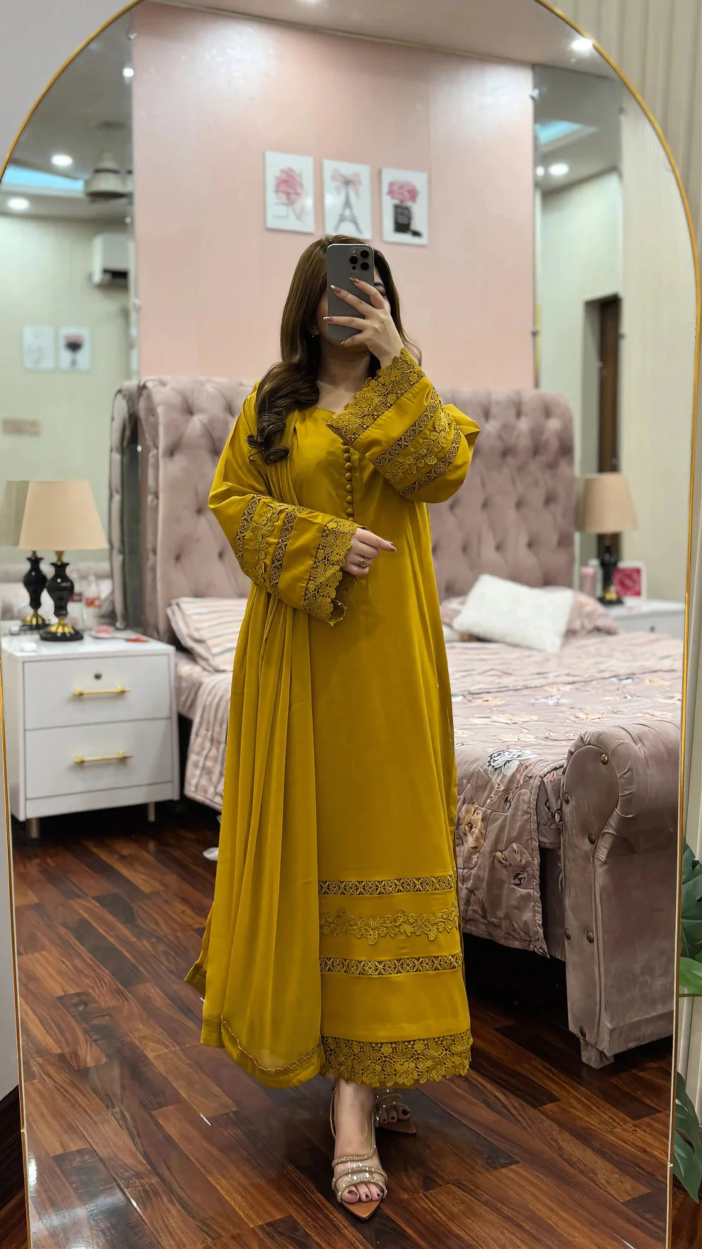 Luxury Mustard Yellow Embroidered 3-Piece Suit