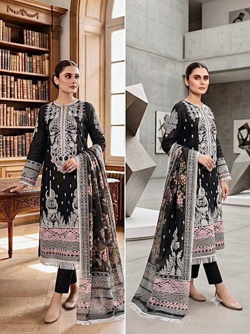 Black Elegance Digital Printed 3-Piece Lawn Suit